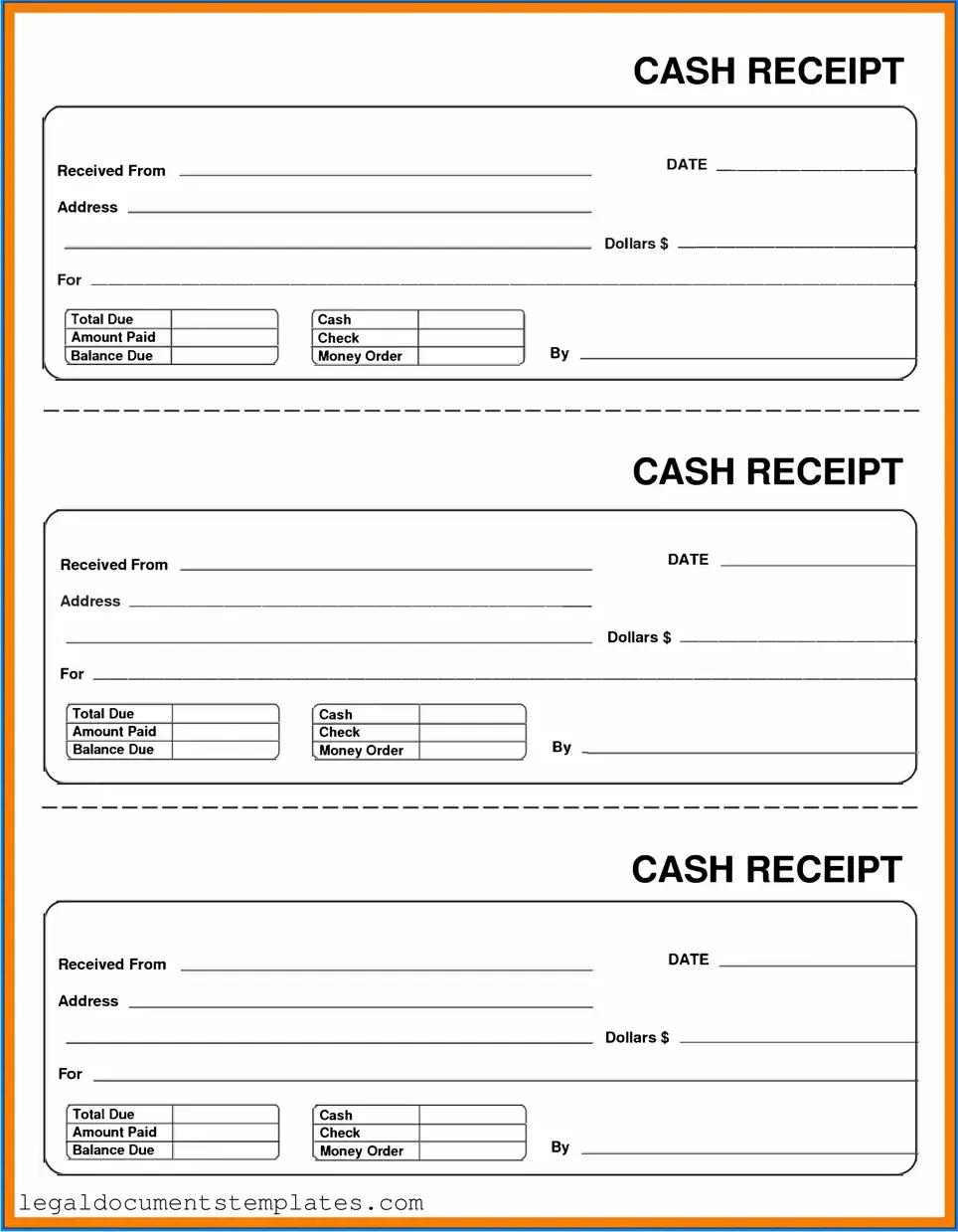Free Cash Receipt PDF Form