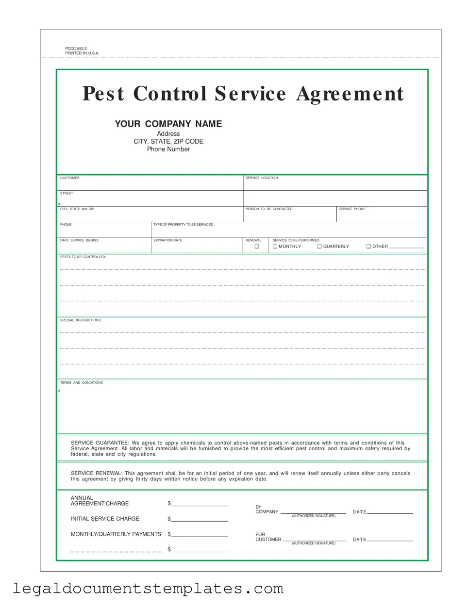 Free Pest Control Contract PDF Form