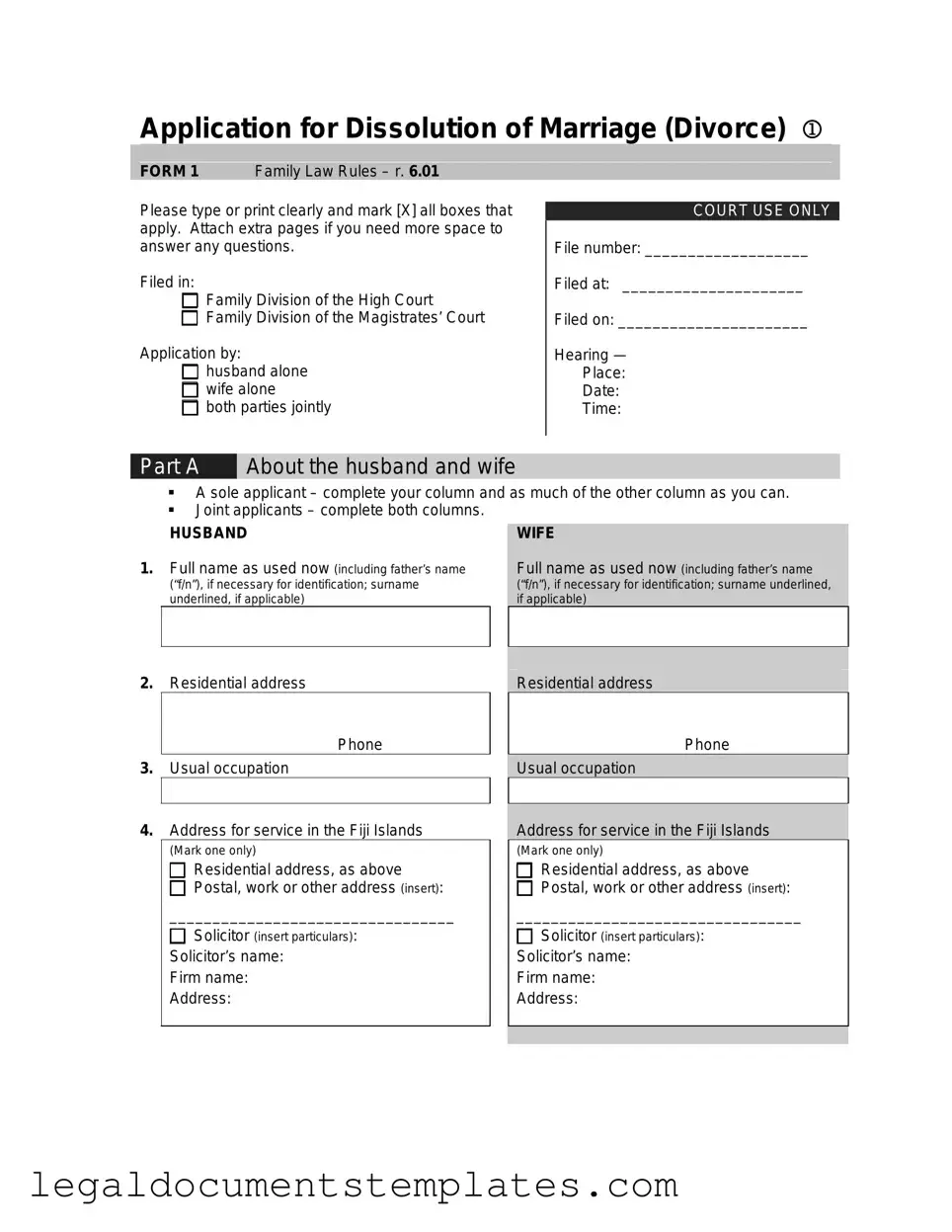 Free Application For Divorce PDF Form