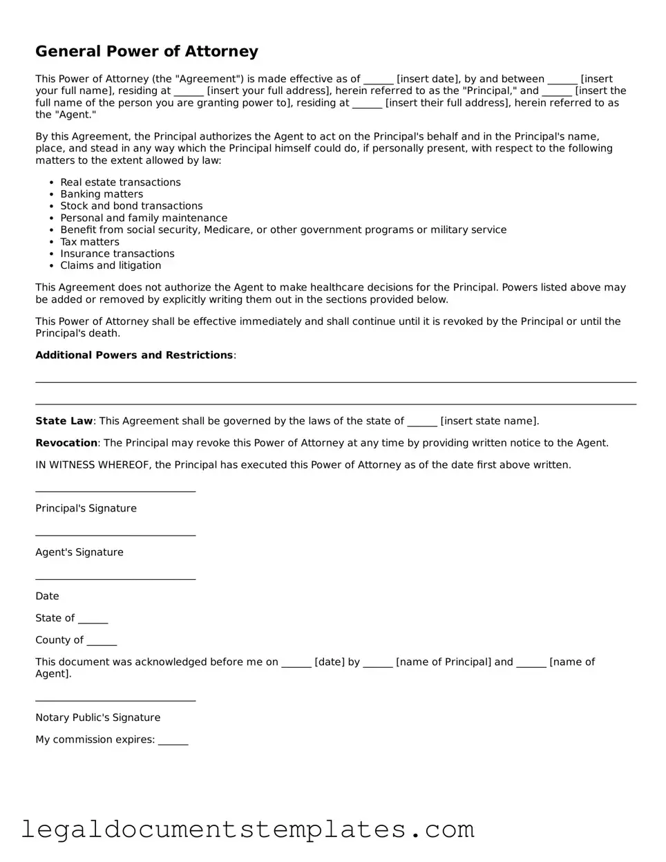 Legal Power of Attorney Document