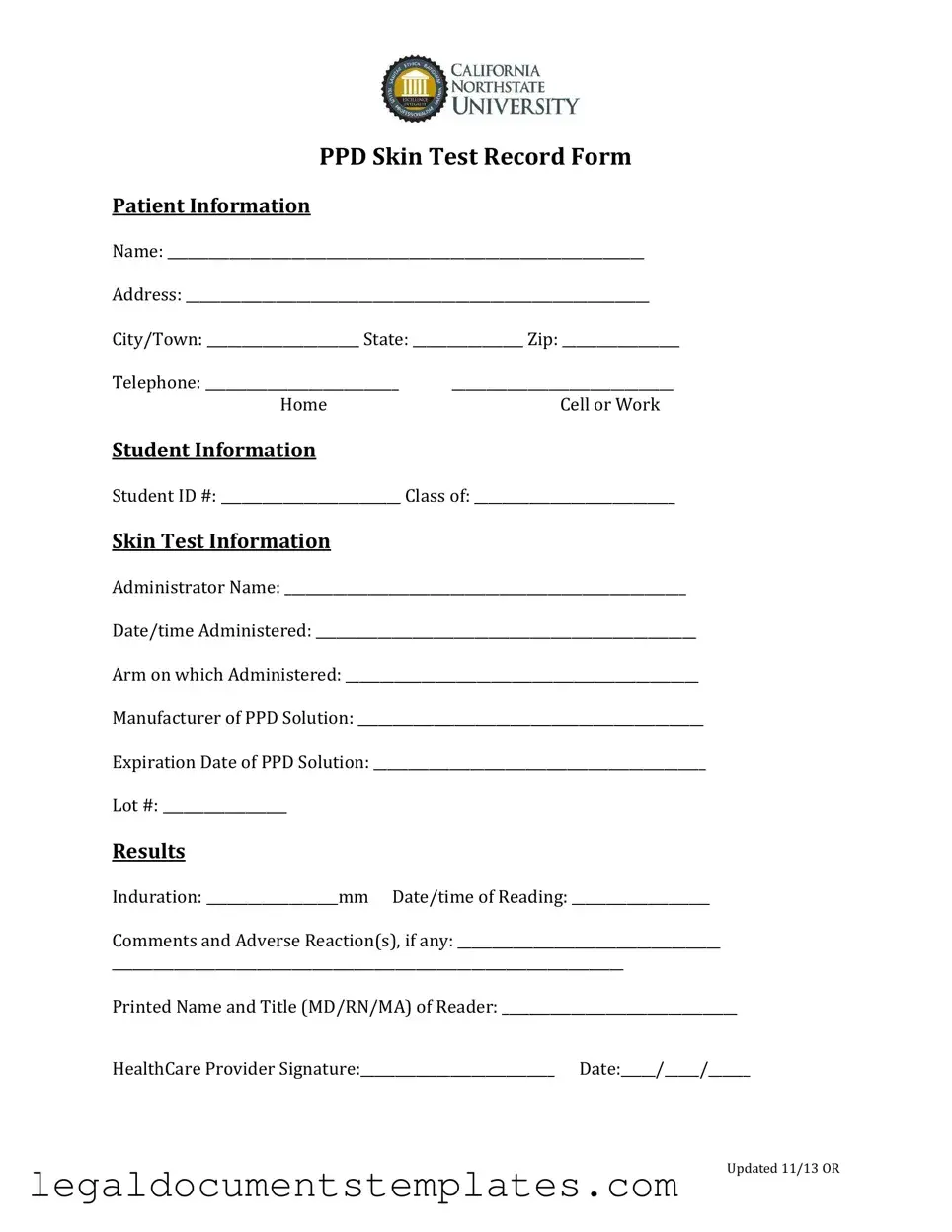 Free Ppd Skin Test PDF Form