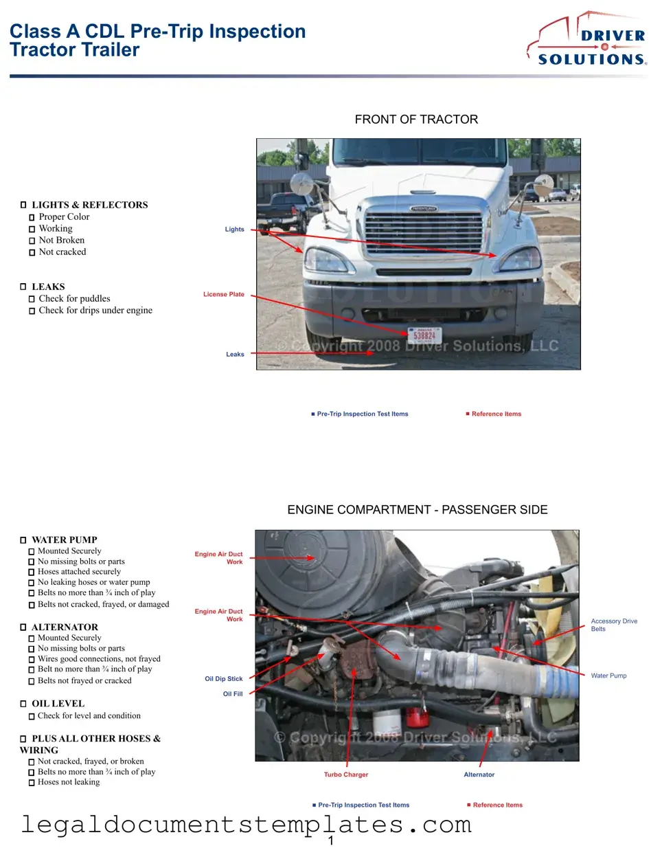 Free Pre Trip Inspection Checklist PDF Form