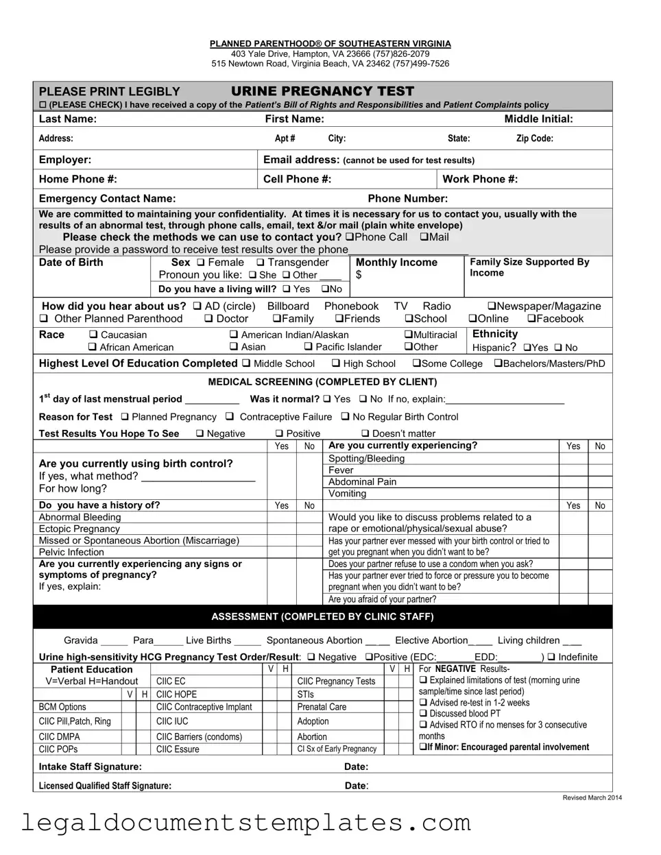 Free Planned Parenthood Proof PDF Form