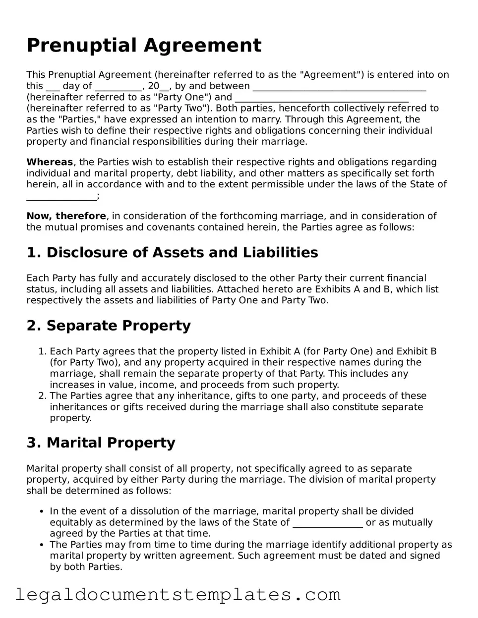 Legal Prenuptial Agreement Document