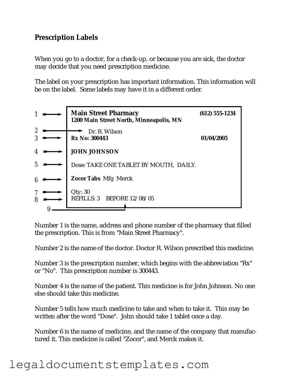 Free Prescription Label PDF Form