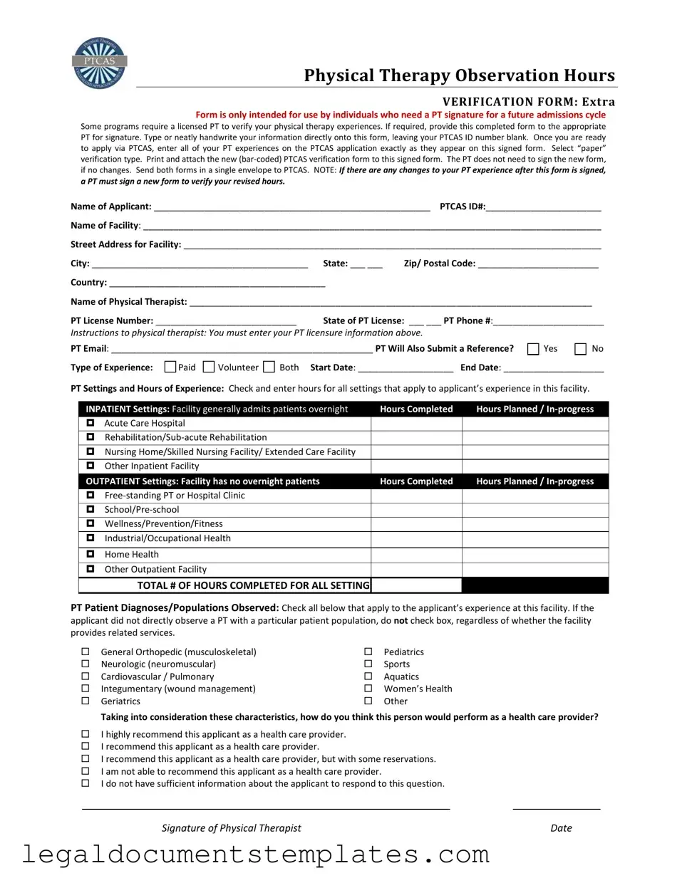 Free Ptcas PDF Form