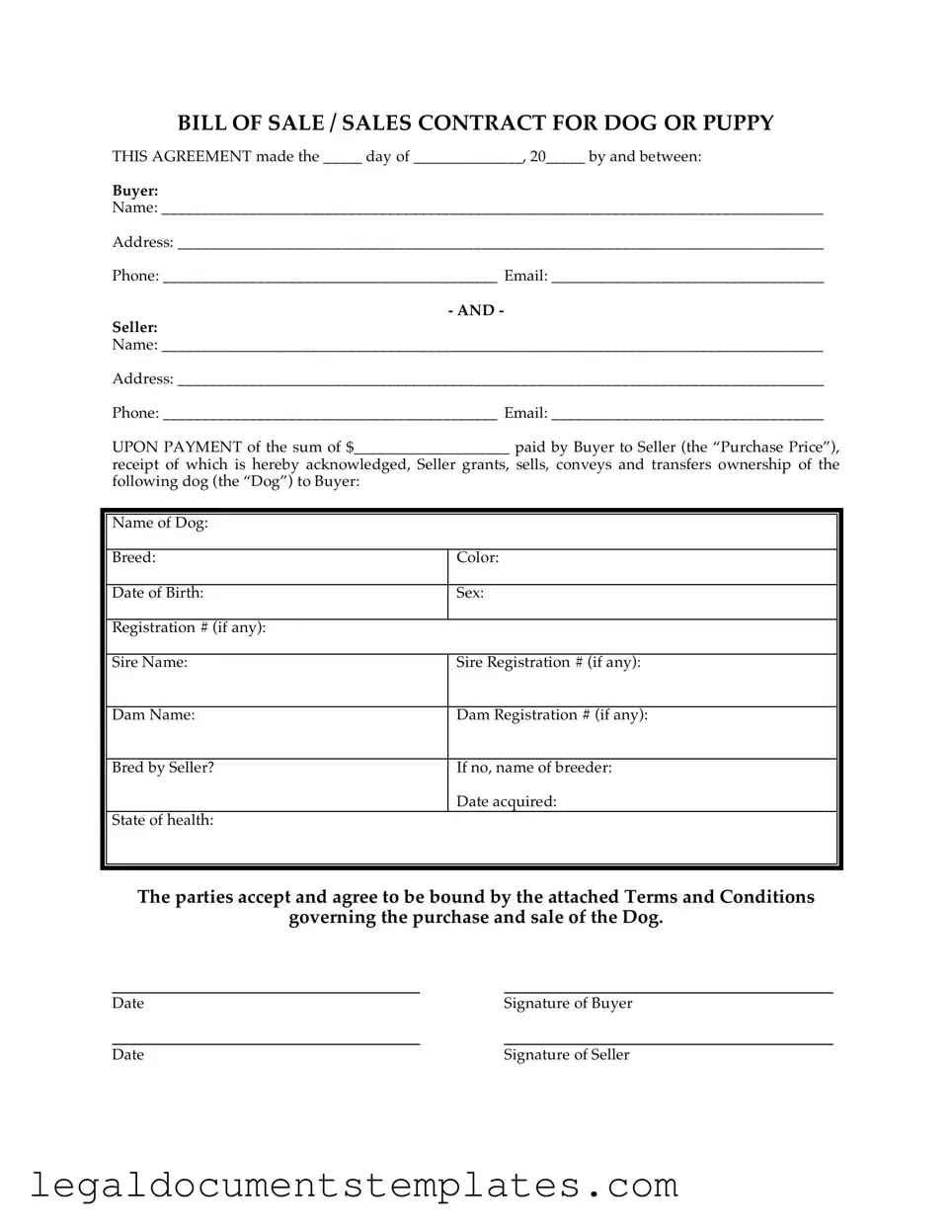 Free Puppy Contract PDF Form