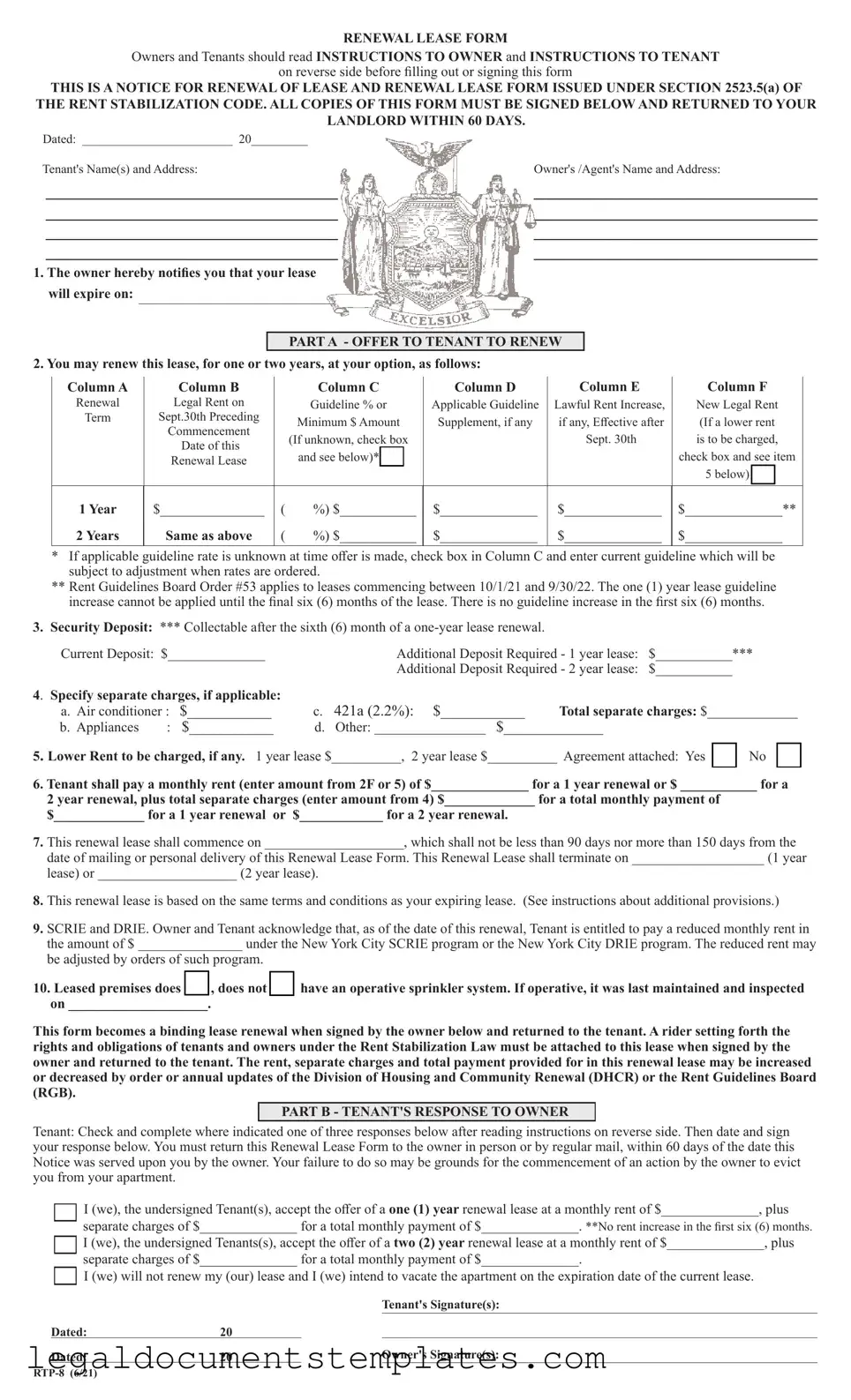 Free Renewal Lease Nyc PDF Form