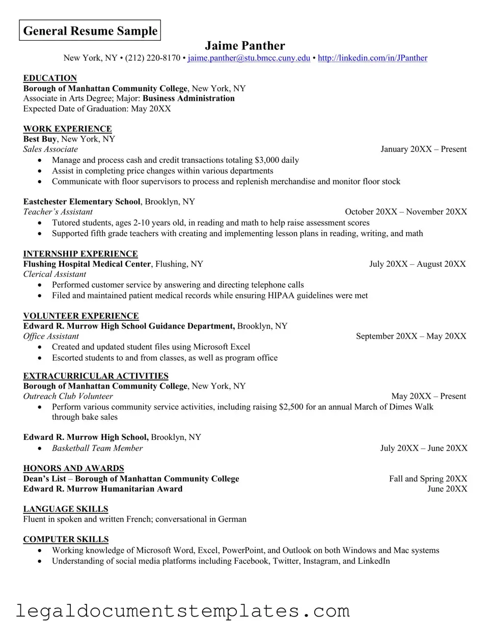 Free Resume PDF Form