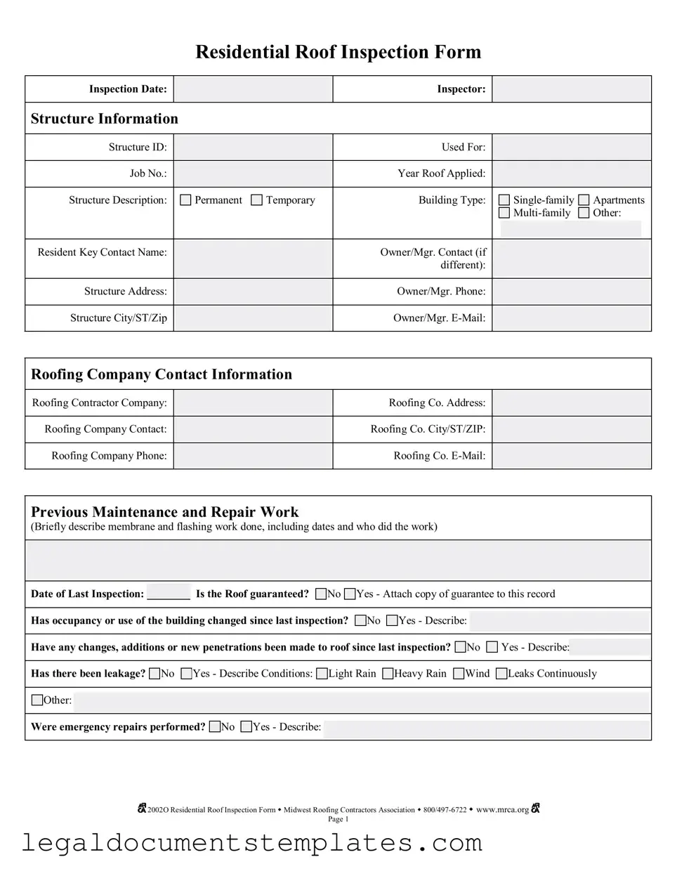 Free Roof Inspection PDF Form