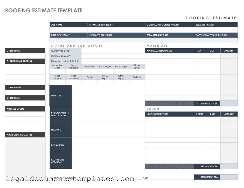 Free Roofing Estimate PDF Form