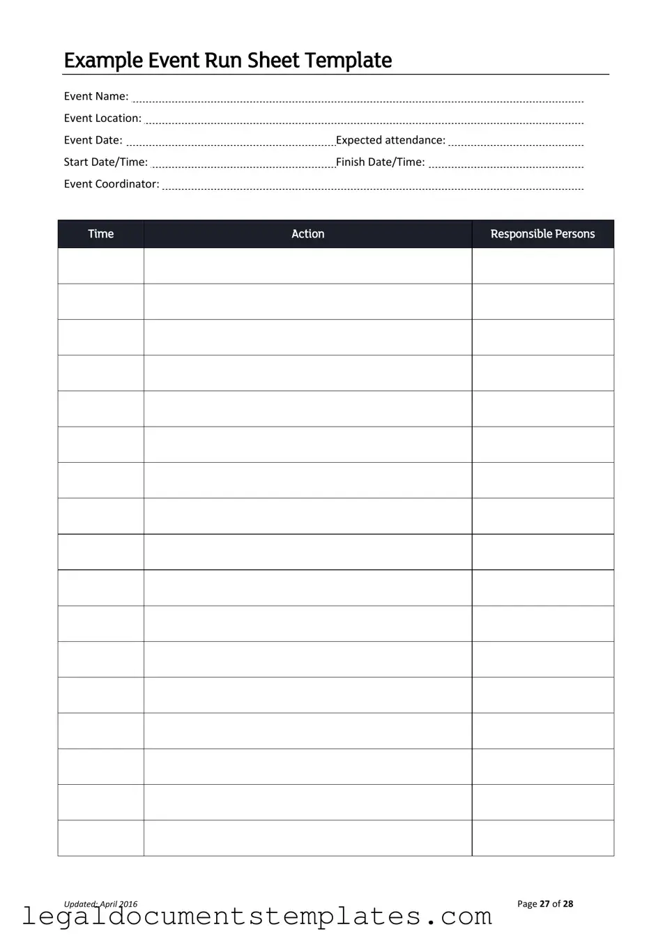 Free Running Sheet PDF Form