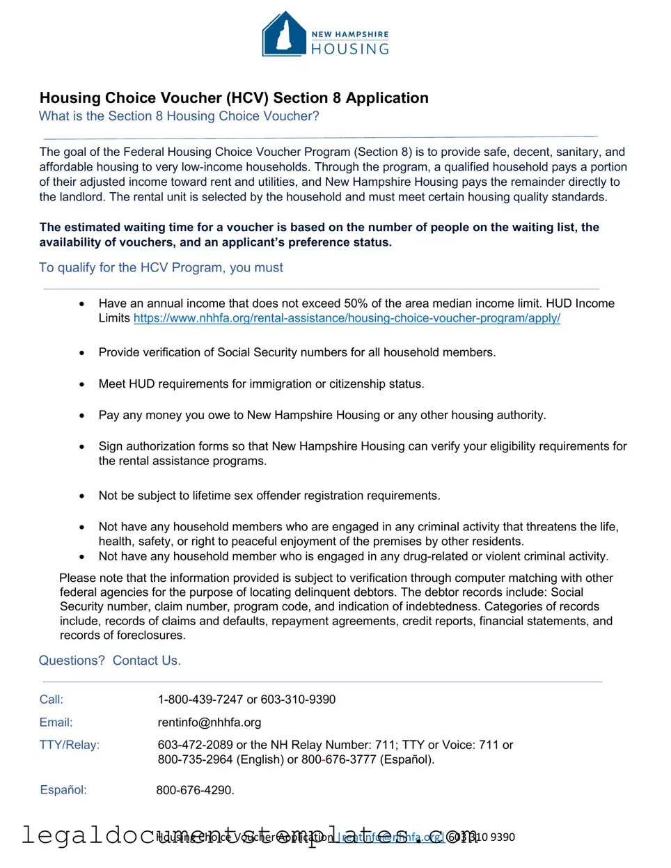Free Section 8 Application PDF Form
