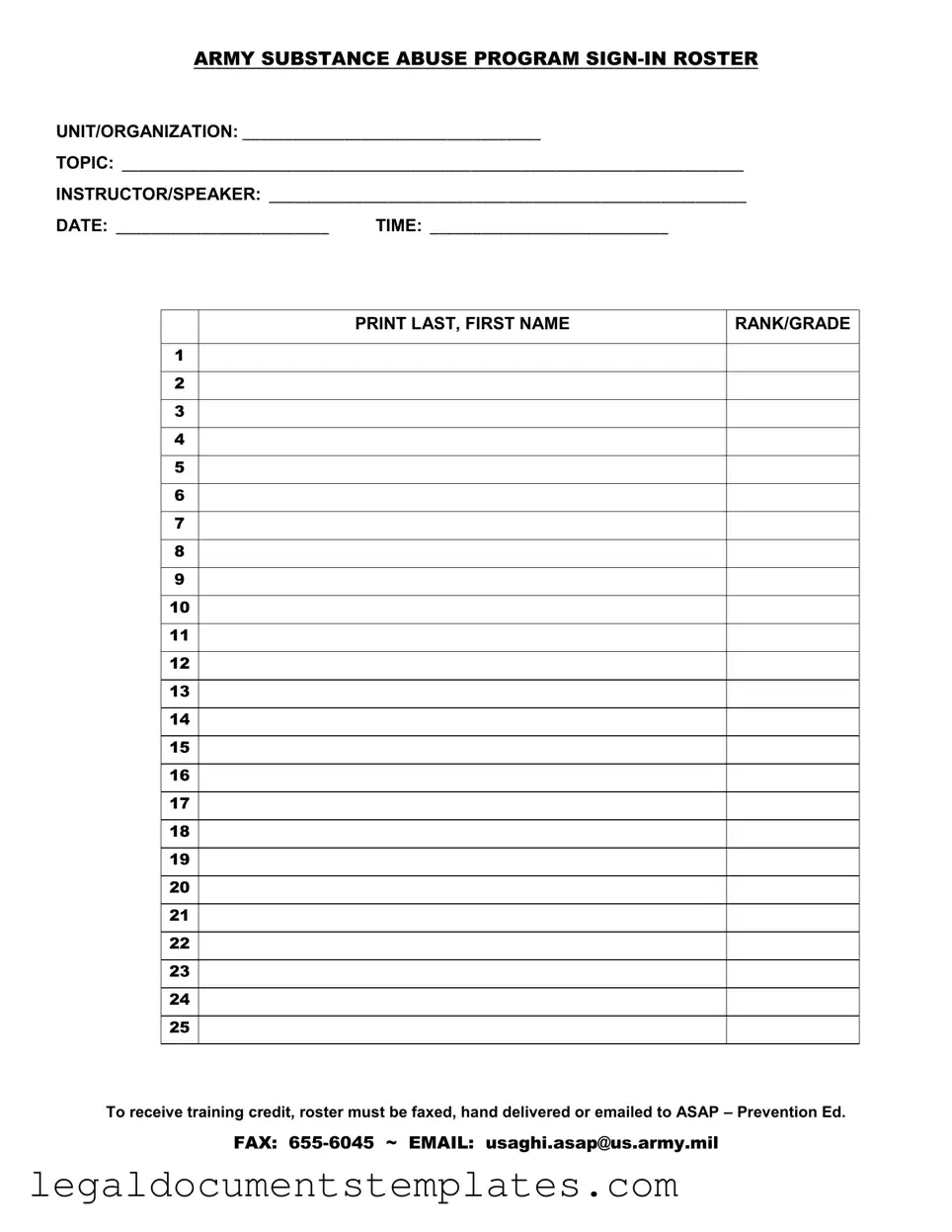Free Sign In Roster PDF Form