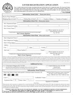 Free Aca Litter Registration PDF Form