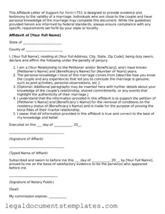 Legal Affidavit Letter of Support for I-751 Document