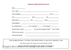Free Apartment Card PDF Form