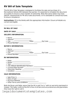 Legal RV Bill of Sale Document
