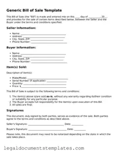 Legal Bill of Sale Document