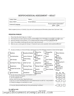Free Biopsychosocial Assessment Social Work PDF Form