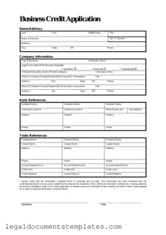 Free Business Credit Application PDF Form