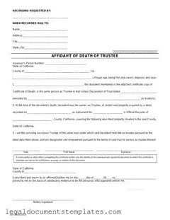 Free California Affidavit of Death of a Trustee PDF Form