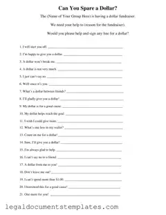 Free Donated A Dollar PDF Form