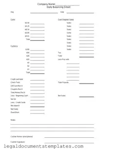 Free Cash Drawer Count Sheet PDF Form