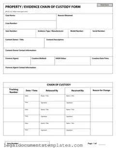 Free Chain Of Custody PDF Form