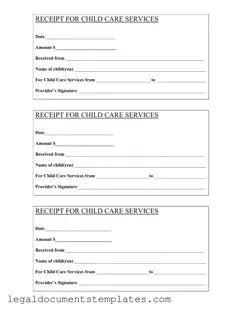 Free Childcare Receipt PDF Form