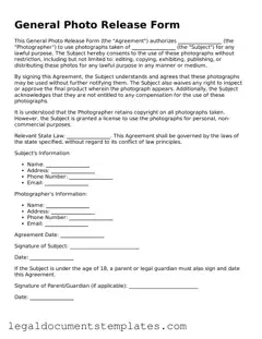 Legal General Photo Release Document