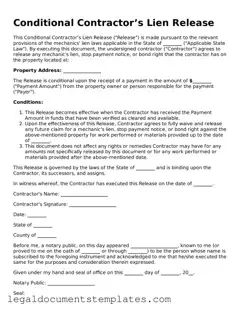 Legal Conditional Contractor’s Lien Release Document