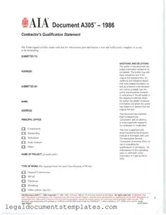 Free AIA A305 PDF Form