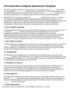 Legal Non-compete Agreement Document