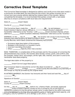 Legal Corrective Deed Document