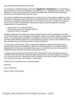 Legal Sorority Recommendation Letter Document