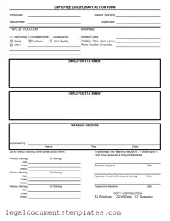 Free Disciplinary Action PDF Form