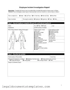 Free Employee Accident Report PDF Form