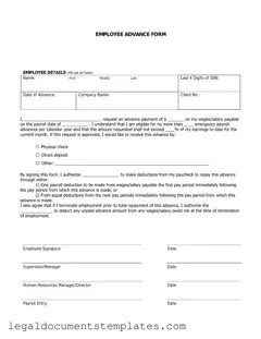 Free Employee Advance PDF Form