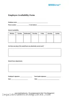 Free Employee Availability PDF Form