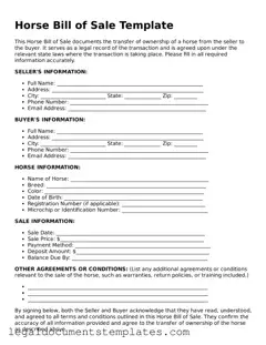 Legal Horse Bill of Sale Document