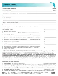 Free Florida Commercial Contract PDF Form