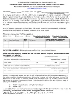 Free Florida Vehicle POA form 82053 PDF Form