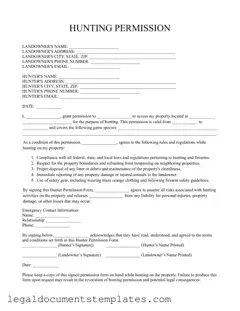 Free Hunter Permission PDF Form