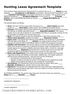 Legal Hunting Lease Agreement Document