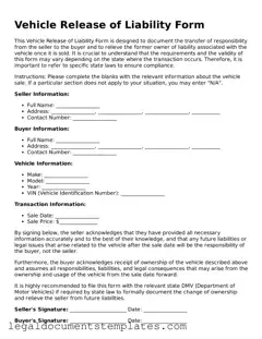 Legal Vehicle Release of Liability Document
