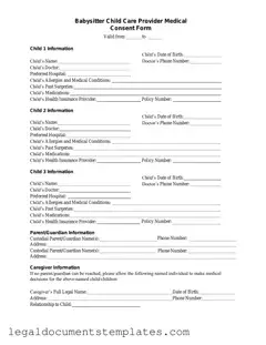 Free Medical Consent Babysitter PDF Form