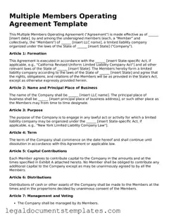 Legal Multiple Members Operating Agreement Document