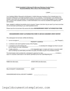 Free Non Borrower Credit Authorization PDF Form