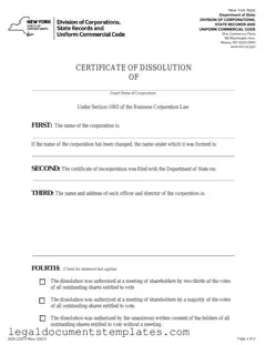 Free Ny Dissolution Certificate PDF Form